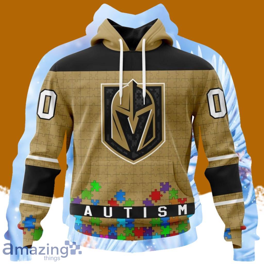 Personalized Nhl Vegas Golden Hockey Fights Against Autism Hoodie 3D All Over Print All Over Print Vintage For Big Fans image Personalized Nhl Vegas Golden Hockey Fights Against Autism Hoodie 3D All Over Print All Over Print Vintage For Big Fans Product Photo 1