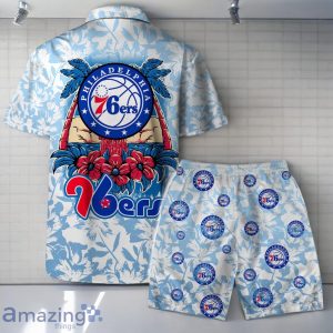 Philadelphia 76ers - NBA The Land Of Sunshine Pattern Hawaiian Shirt And Short Product Photo 2