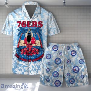 Philadelphia 76ers - NBA The Land Of Sunshine Pattern Hawaiian Shirt And Short Product Photo 1