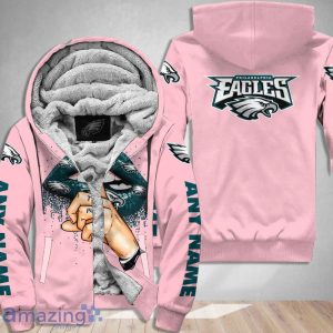 Philadelphia Eagles Custom Name Shut The F Up Pink 3D Hoodie Shirt Product Photo 2