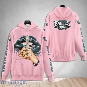 Philadelphia Eagles Custom Name Shut The F Up Pink 3D Hoodie Shirt Product Photo 1