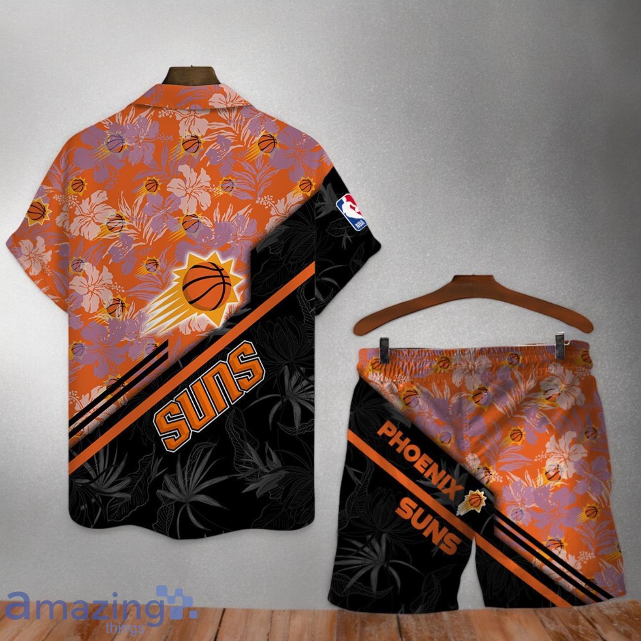 Phoenix Suns Logo Flower Pattern Hawaiian Shirt & Short image Phoenix Suns Logo Flower Pattern Hawaiian Shirt & Short Product Photo 2