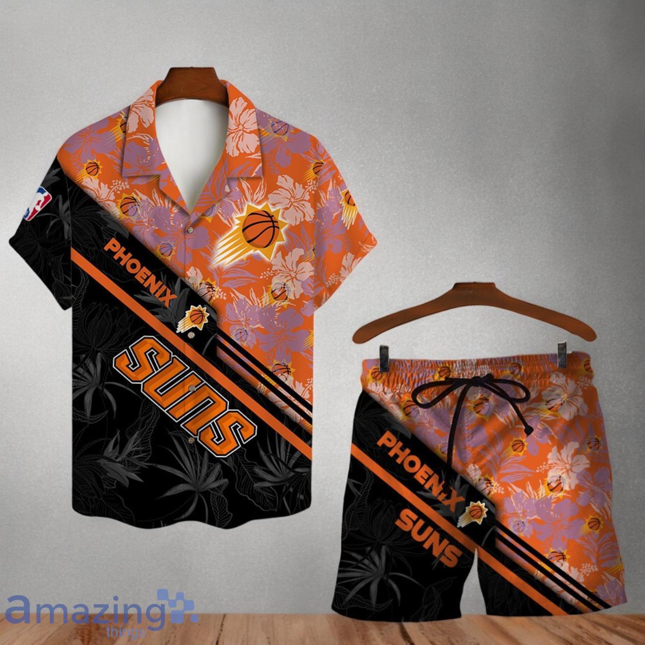 Phoenix Suns Logo Flower Pattern Hawaiian Shirt & Short image Phoenix Suns Logo Flower Pattern Hawaiian Shirt & Short Product Photo 1
