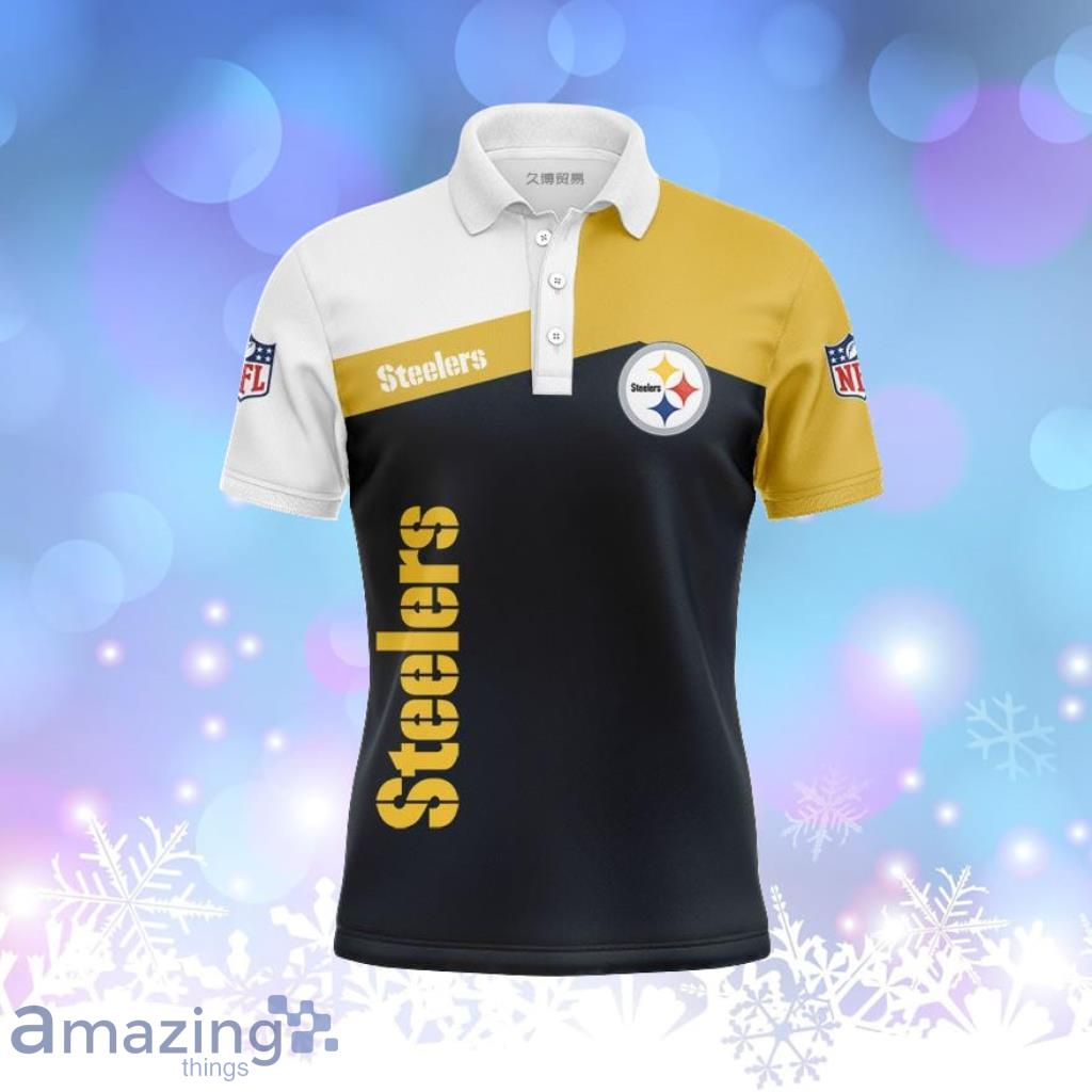 Pittsburgh Steelers Button Up Polo Shirt Gift For Big Fans image Pittsburgh Steelers Button Up Polo Shirt Gift For Big Fans Product Photo 1