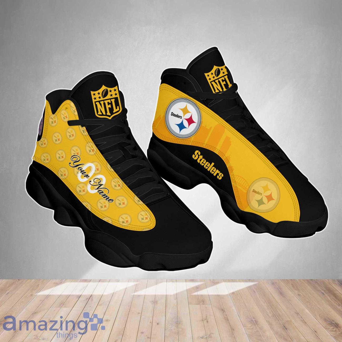 Pittsburgh Steelers NFL Air Jordan 13 Shoes Custom Number & Name Trending image Pittsburgh Steelers NFL Air Jordan 13 Shoes Custom Number & Name Trending Product Photo 2