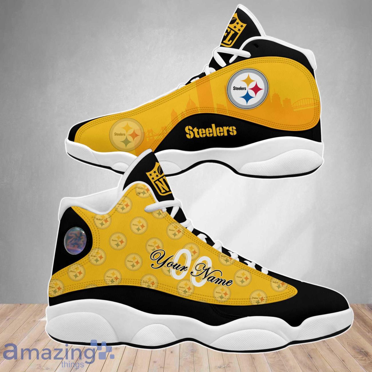 Pittsburgh Steelers NFL Air Jordan 13 Shoes Custom Number & Name Trending image Pittsburgh Steelers NFL Air Jordan 13 Shoes Custom Number & Name Trending Product Photo 3
