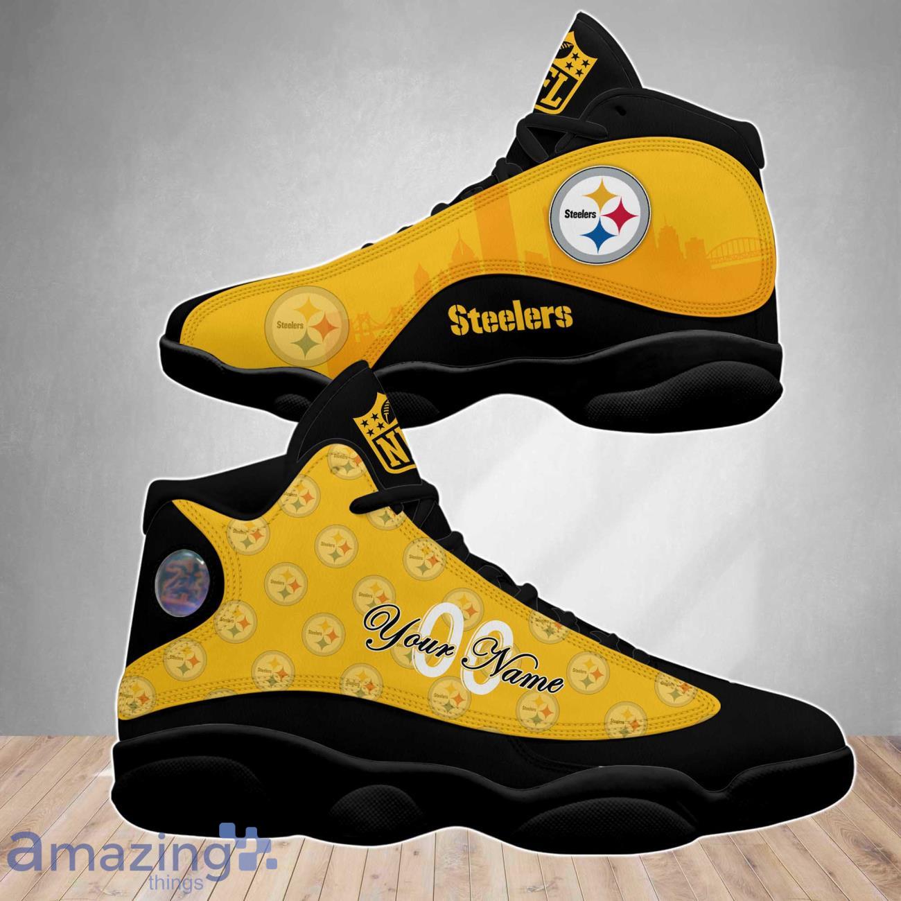Pittsburgh Steelers NFL Air Jordan 13 Shoes Custom Number & Name Trending image Pittsburgh Steelers NFL Air Jordan 13 Shoes Custom Number & Name Trending Product Photo 4