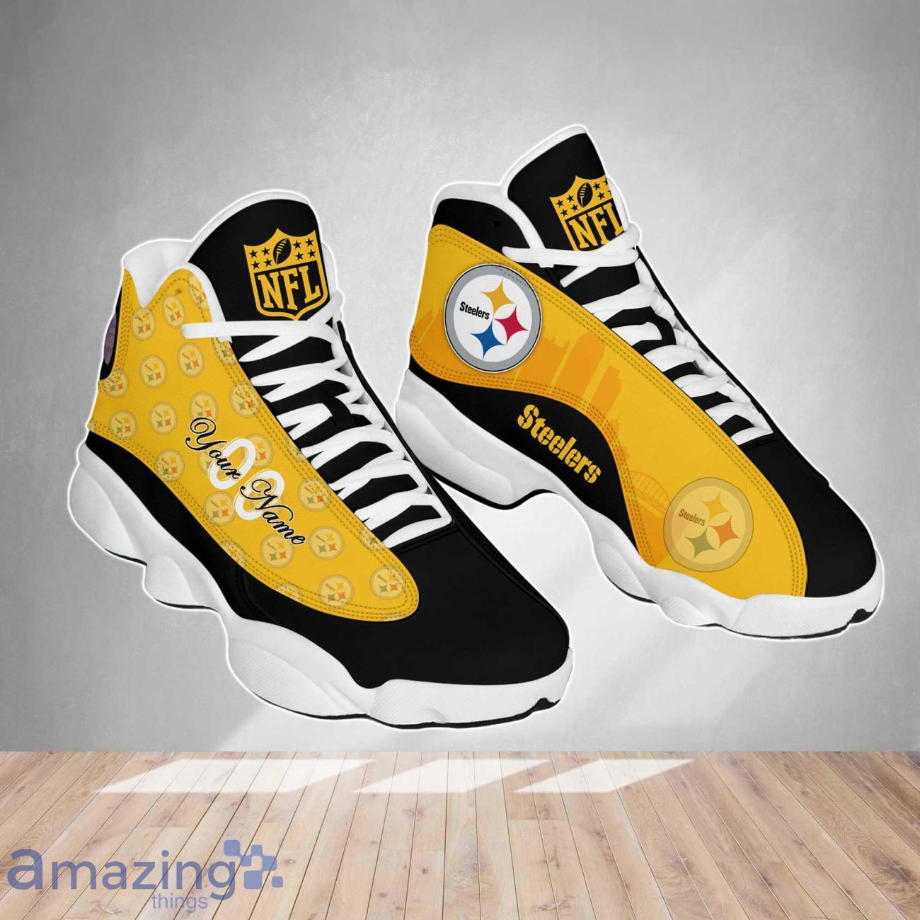 Pittsburgh Steelers NFL Air Jordan 13 Shoes Custom Number & Name Trending image Pittsburgh Steelers NFL Air Jordan 13 Shoes Custom Number & Name Trending Product Photo 1