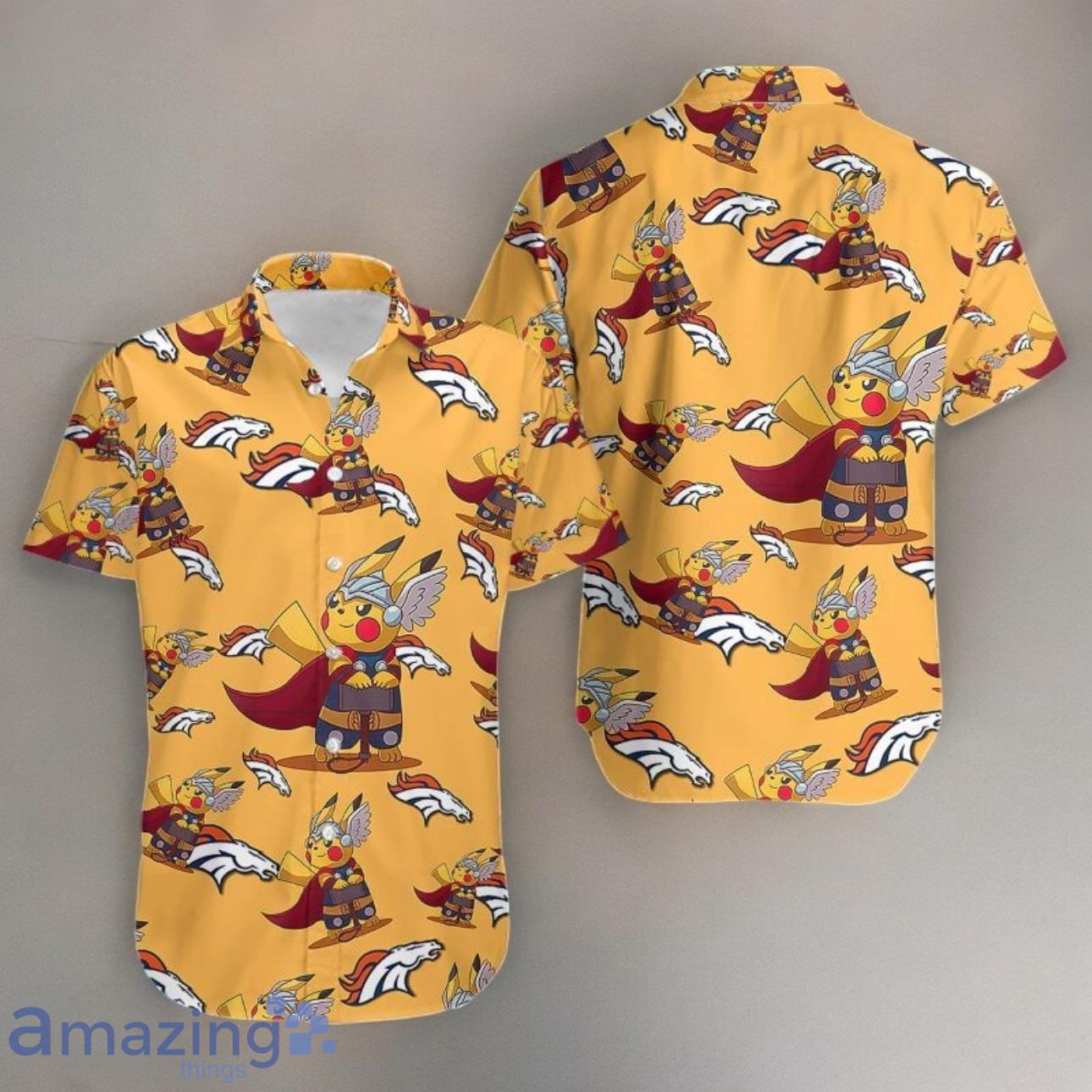 Pokemon Thor Marvel Funky Hawaiian Shirt Denver Broncos image Pokemon Thor Marvel Funky Hawaiian Shirt Denver Broncos Product Photo 1