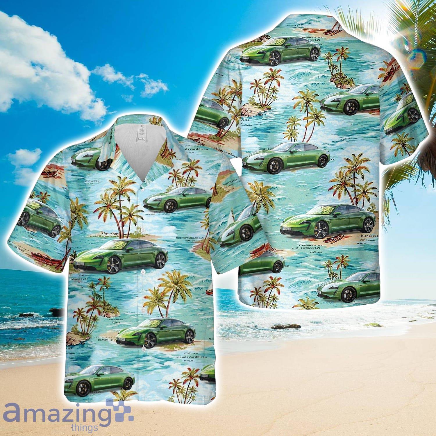 Porsche Taycan Turbo S Green Hawaiian Shirt Cute Summer Gift image Porsche Taycan Turbo S Green Hawaiian Shirt Cute Summer Gift Product Photo 1