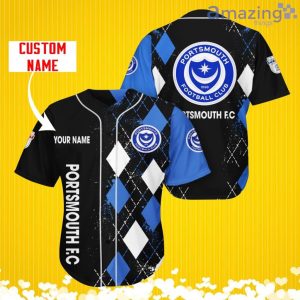 Portsmouth F.C Sports Logo Jersey Baseball Shirt Custom Name With Diamond Brush Pattern For Men And Women Product Photo 2