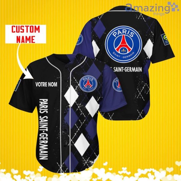 PSG Sports Logo Jersey Baseball Shirt Custom Name With Diamond Brush Pattern For Men And Women Product Photo 1