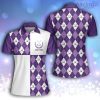 Purple Argyle Women Golf Polo Shirt