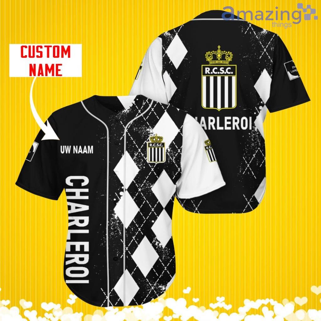 R. Charleroi S.C Sports Logo Jersey Baseball Shirt Custom Name With Diamond Brush Pattern For Men And Women image R. Charleroi S.C Sports Logo Jersey Baseball Shirt Custom Name With Diamond Brush Pattern For Men And Women Product Photo 1