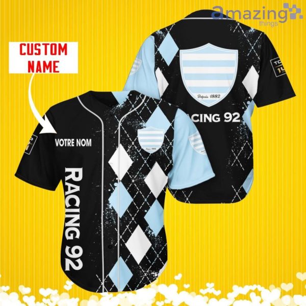 Racing 92 Sports Logo Jersey Baseball Shirt Custom Name With Diamond Brush Pattern For Men And Women Product Photo 1