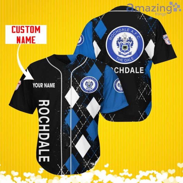Rochdale AFC Sports Logo Jersey Baseball Shirt Custom Name With Diamond Brush Pattern For Men And Women Product Photo 1