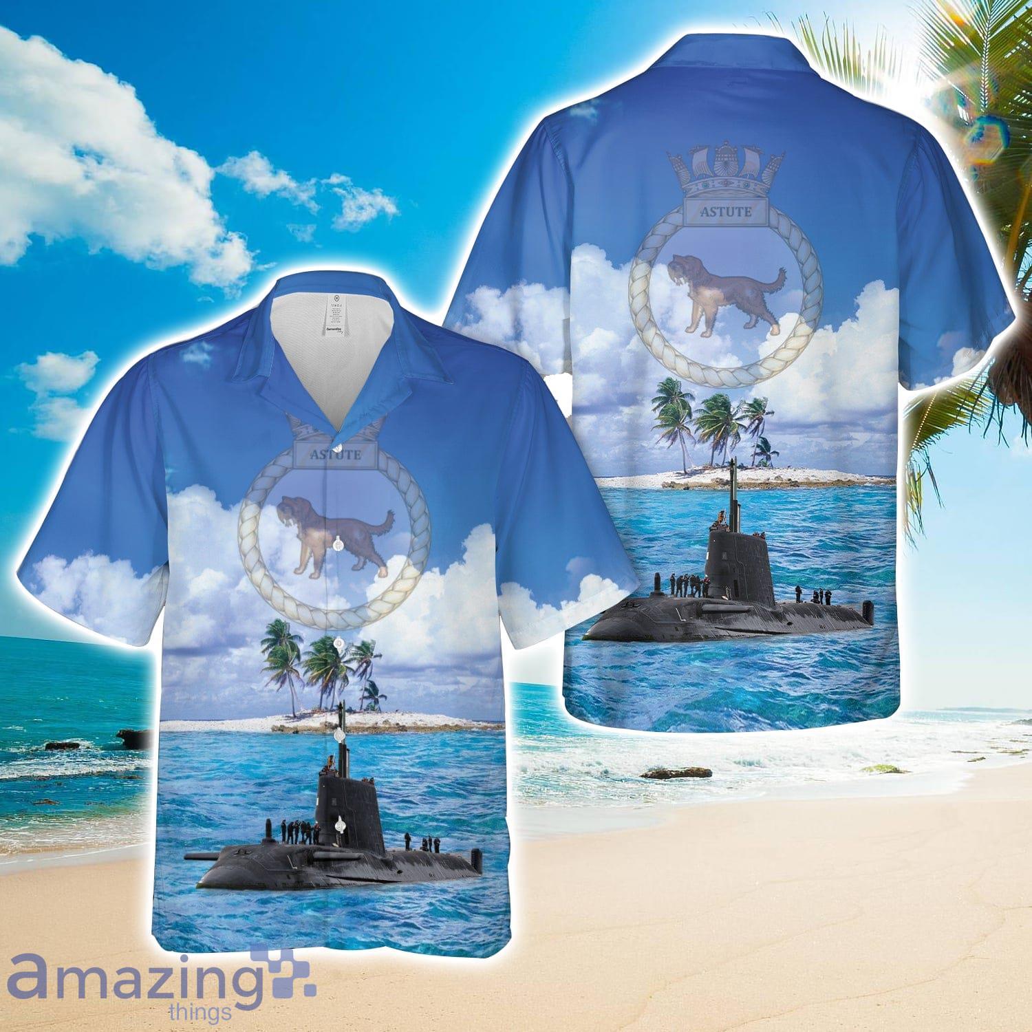 Royal Navy HMS Astute (S119) Hawaiian Shirt 3D Printed Button Shirt image Royal Navy HMS Astute (S119) Hawaiian Shirt 3D Printed Button Shirt Product Photo 1