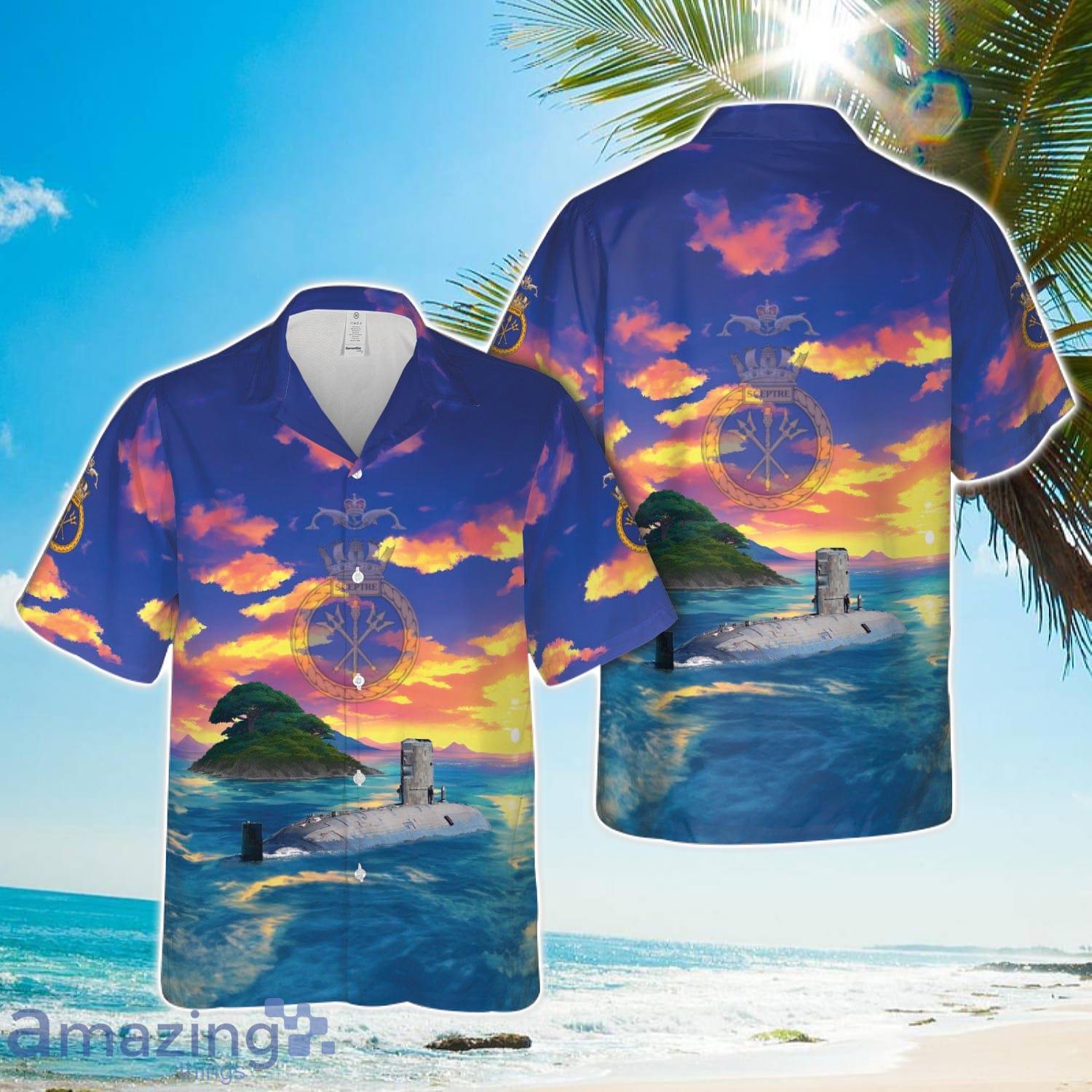 Royal Navy HMS Sceptre Sceptre (S104) Hawaiian Shirt Beach Holiday image Royal Navy HMS Sceptre Sceptre (S104) Hawaiian Shirt Beach Holiday Product Photo 1