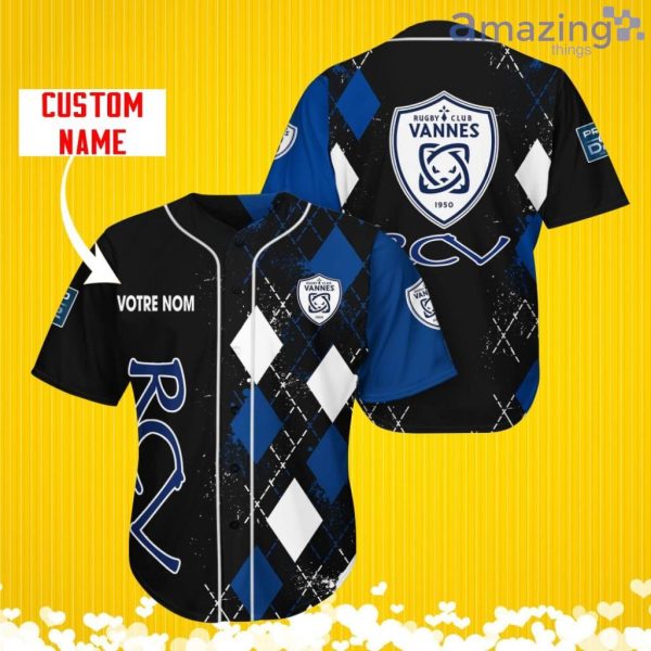 Rugby Club Vannes Sports Logo Jersey Baseball Shirt Custom Name With Diamond Brush Pattern For Men And Women Product Photo 1
