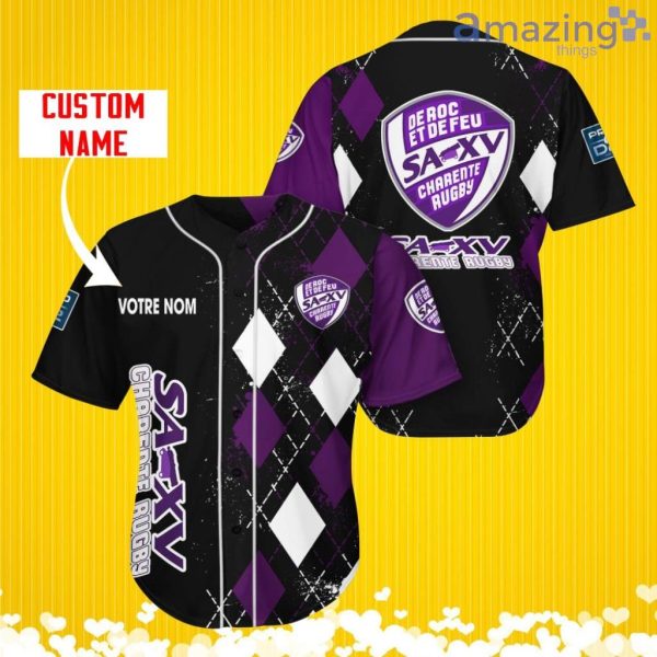 SA XV Charente Sports Logo Jersey Baseball Shirt Custom Name With Diamond Brush Pattern For Men And Women Product Photo 1