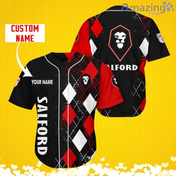 Salford City Sports Logo Jersey Baseball Shirt Custom Name With Diamond Brush Pattern For Men And Women Product Photo 1