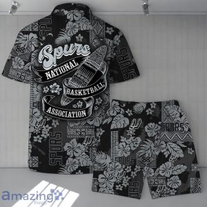 San Antonio Spurs Team Logo Pattern Retro Magic Hawaiian Shirt And Short image San Antonio Spurs Team Logo Pattern Retro Magic Hawaiian Shirt And Short Product Photo 2