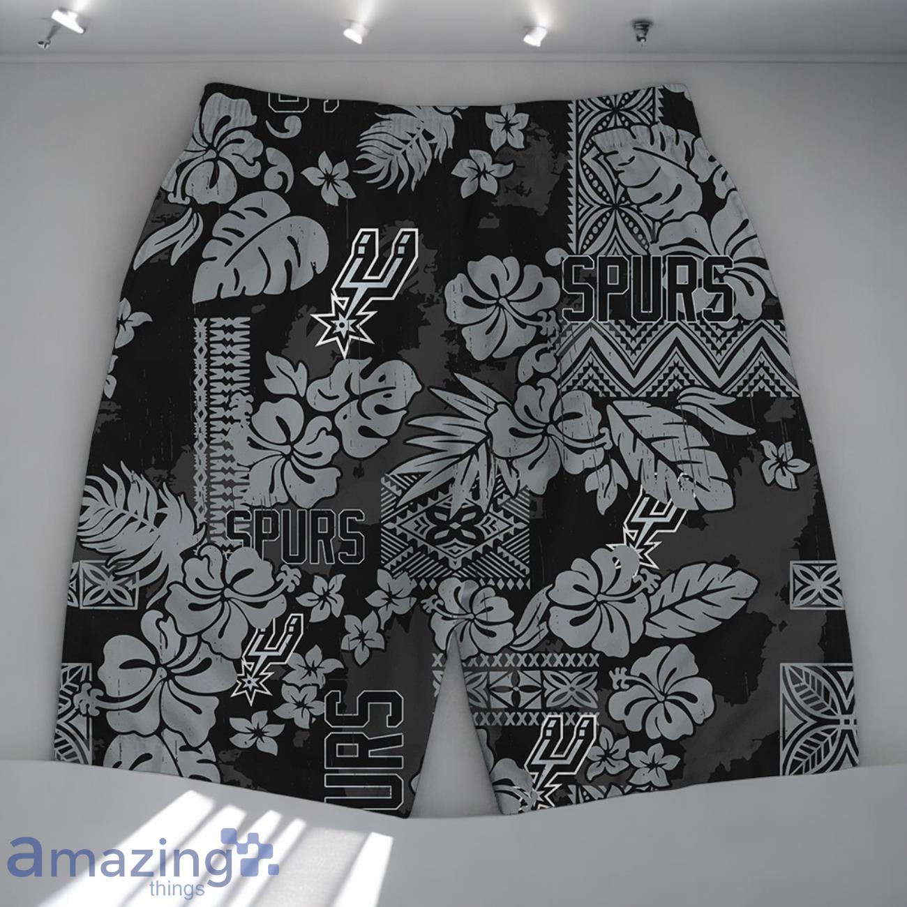 San Antonio Spurs Team Logo Pattern Retro Magic Hawaiian Shirt And Short image San Antonio Spurs Team Logo Pattern Retro Magic Hawaiian Shirt And Short Product Photo 4