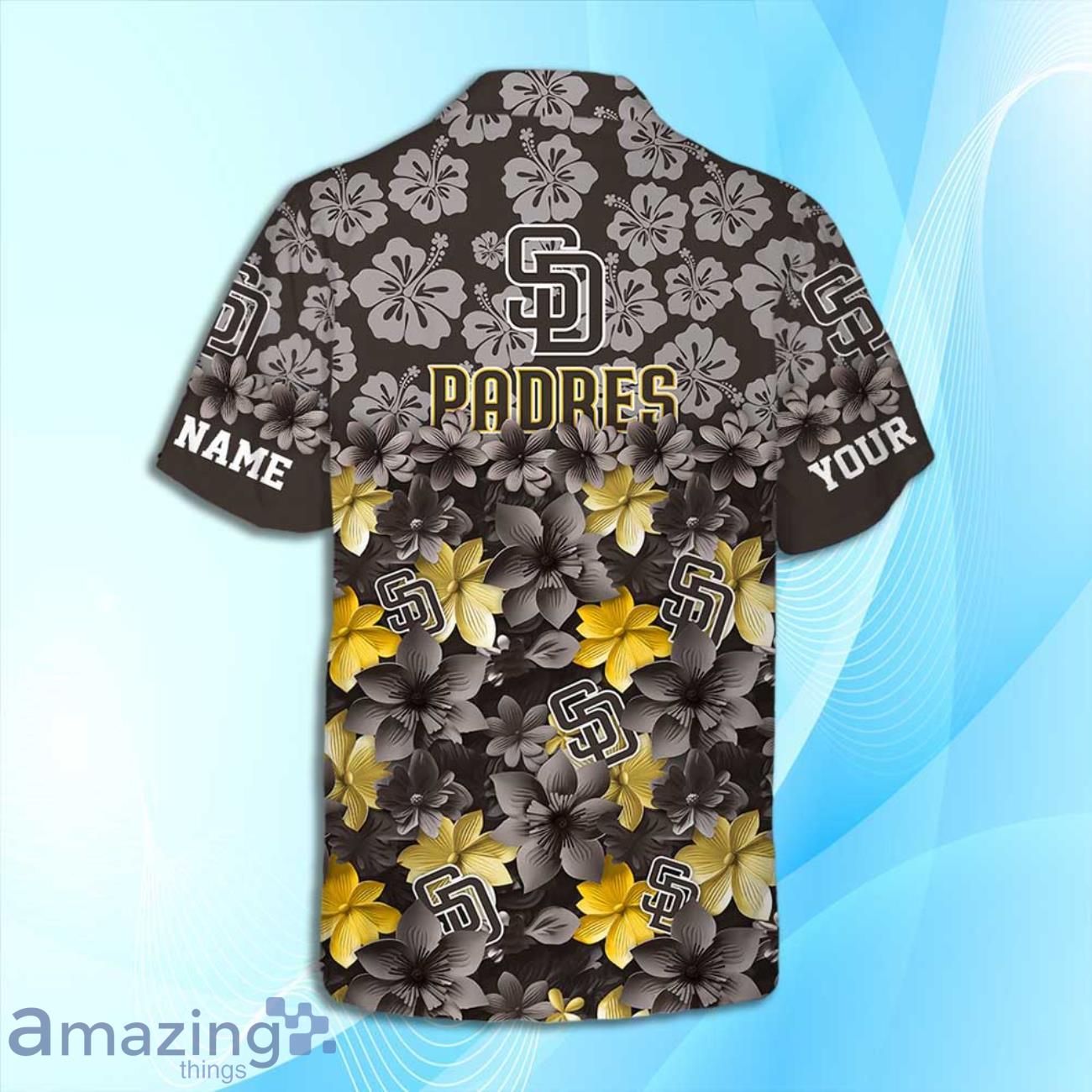 San Diego Padres MLB Flower Hawaiian Shirt And Short Custom Name For Fans image San Diego Padres MLB Flower Hawaiian Shirt And Short Custom Name For Fans Product Photo 4