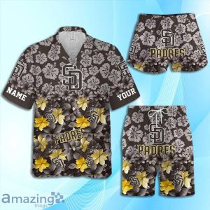 San Diego Padres MLB Flower Hawaiian Shirt And Short Custom Name For Fans Product Photo 1