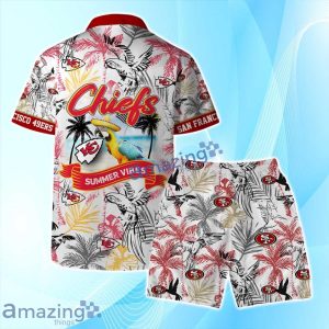 San Francisco 49ers Logo Parrot Beach Hawaiian Shirt & Short Summer Beach image San Francisco 49ers Logo Parrot Beach Hawaiian Shirt & Short Summer Beach Product Photo 2