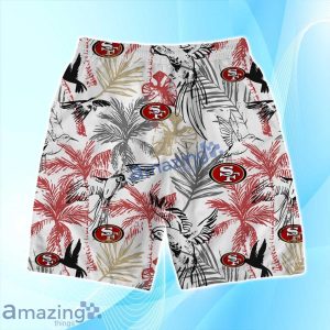 San Francisco 49ers Logo Parrot Beach Hawaiian Shirt & Short Summer Beach image San Francisco 49ers Logo Parrot Beach Hawaiian Shirt & Short Summer Beach Product Photo 4