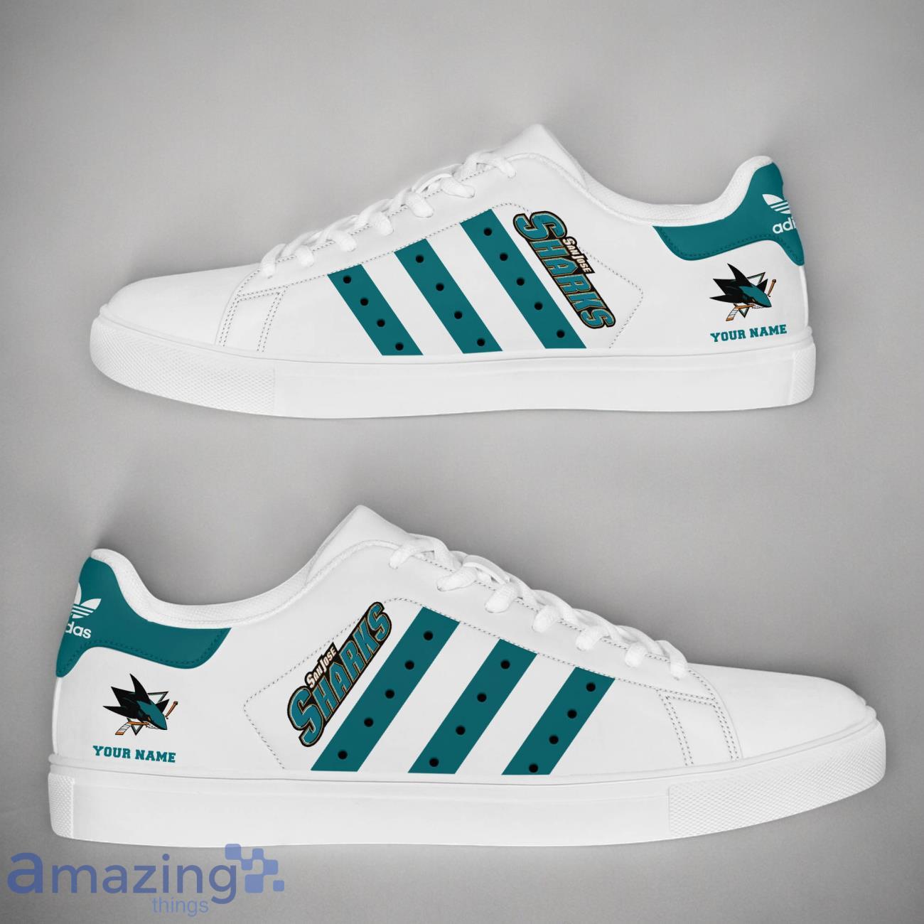 San Jose Sharks NHL Custom Name New StanSmith Shoes Gifts For Fans image San Jose Sharks NHL Custom Name New StanSmith Shoes Gifts For Fans Product Photo 1