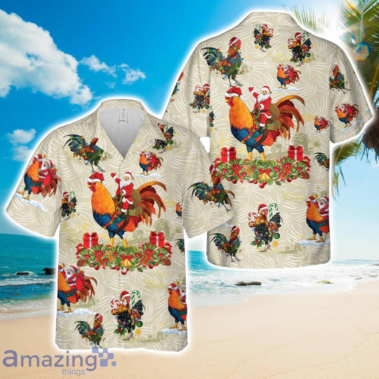 Santa Rooster Christmas Hawaiian Shirt Beach Holiday image Santa Rooster Christmas Hawaiian Shirt Beach Holiday Product Photo 1