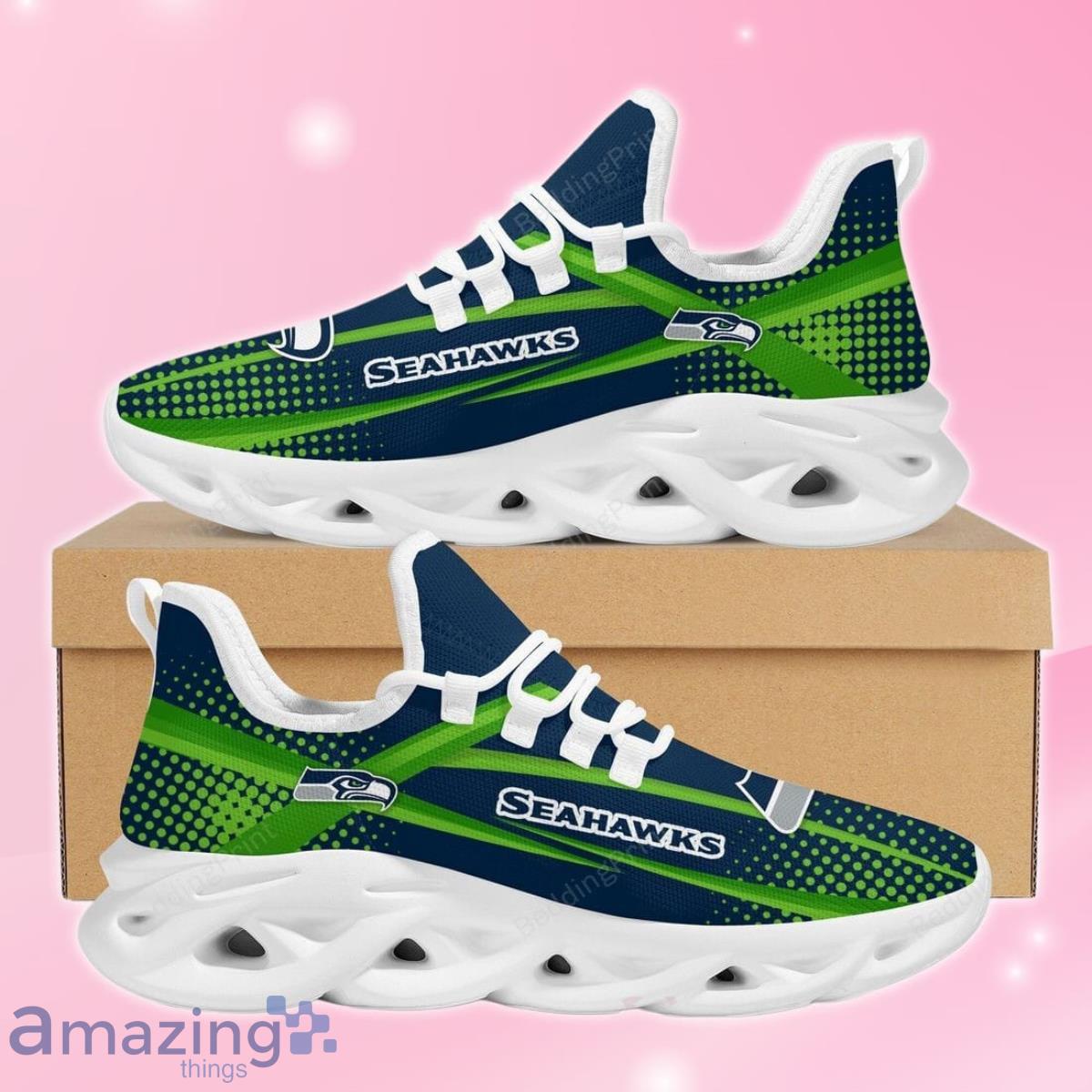 Seattle Seahawks NFL Football Team Blue Mix Green Max Soul Shoes Style Gift image Seattle Seahawks NFL Football Team Blue Mix Green Max Soul Shoes Style Gift Product Photo 1