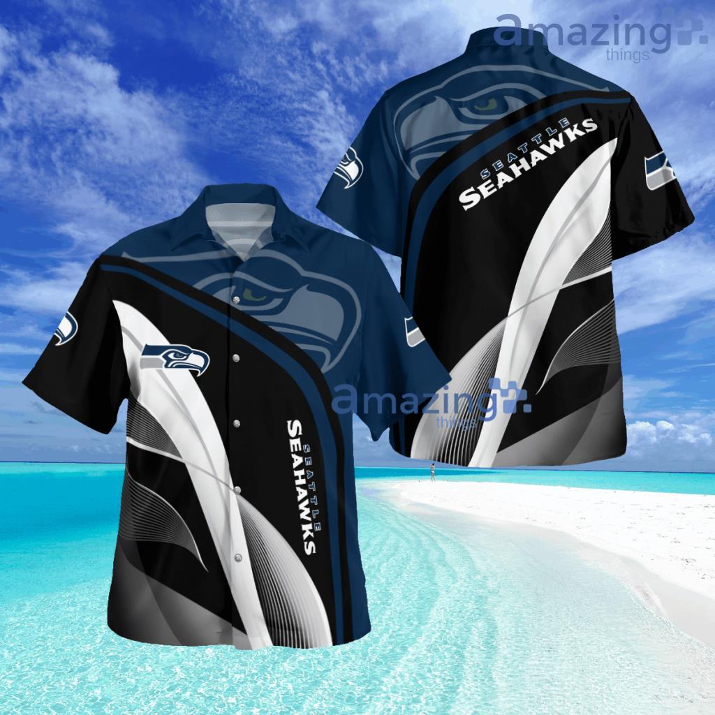 Seattle Seahawks Primary Logo 3d Print Button Down Tropical Hawaiian Shirt image Seattle Seahawks Primary Logo 3d Print Button Down Tropical Hawaiian Shirt Product Photo 1