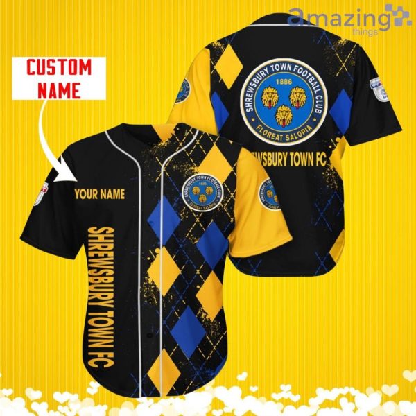 Shrewsbury Town Sports Logo Jersey Baseball Shirt Custom Name With Diamond Brush Pattern For Men And Women Product Photo 1