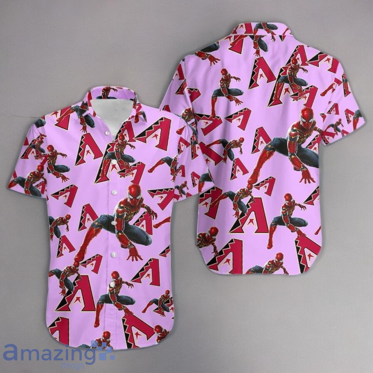 Spiderman Avengers Character Outfits Original Hawaiian Shirt Arizona Diamondbacks image Spiderman Avengers Character Outfits Original Hawaiian Shirt Arizona Diamondbacks Product Photo 1