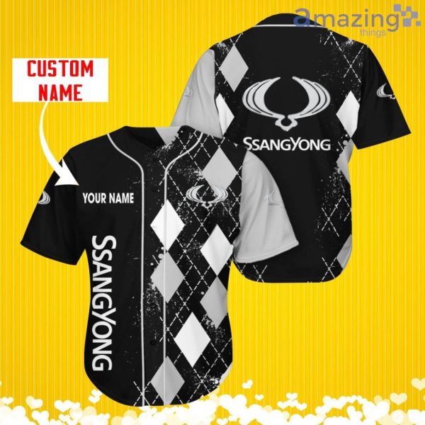 SsangYong Motor Sports Logo Jersey Baseball Shirt Custom Name With Diamond Brush Pattern For Men And Women Product Photo 1