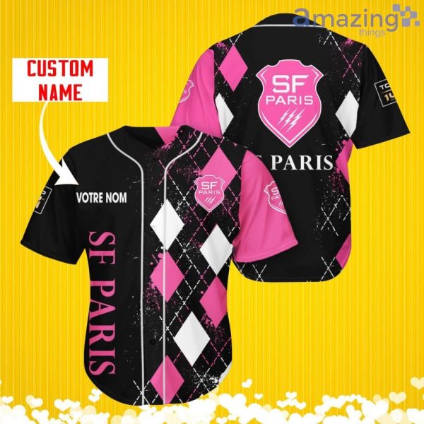 Stade Francais Sports Logo Jersey Baseball Shirt Custom Name With Diamond Brush Pattern For Men And Women Product Photo 1