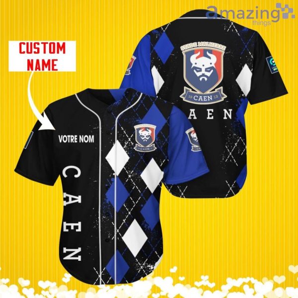 Stade Malherbe Caen Sports Logo Jersey Baseball Shirt Custom Name With Diamond Brush Pattern For Men And Women Product Photo 1