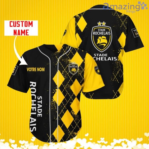Stade Rochelais Sports Logo Jersey Baseball Shirt Custom Name With Diamond Brush Pattern For Men And Women Product Photo 1