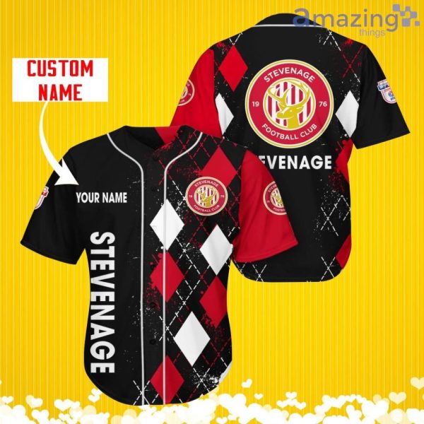 Stevenage Football Club Sports Logo Jersey Baseball Shirt Custom Name With Diamond Brush Pattern For Men And Women Product Photo 1