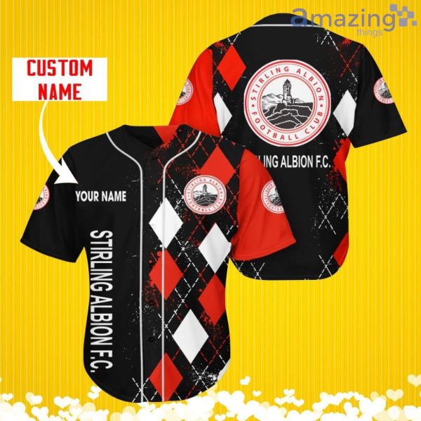 Stirling Albion F.C. Sports Logo Jersey Baseball Shirt Custom Name With Diamond Brush Pattern For Men And Women Product Photo 2