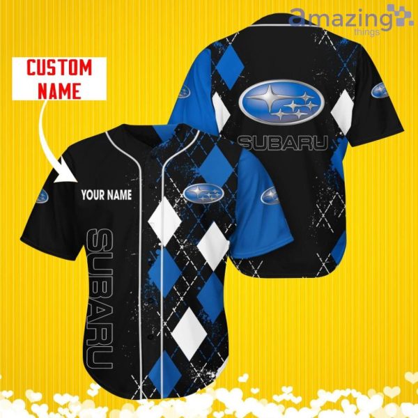 Subaru Sports Logo Jersey Baseball Shirt Custom Name With Diamond Brush Pattern For Men And Women Product Photo 1