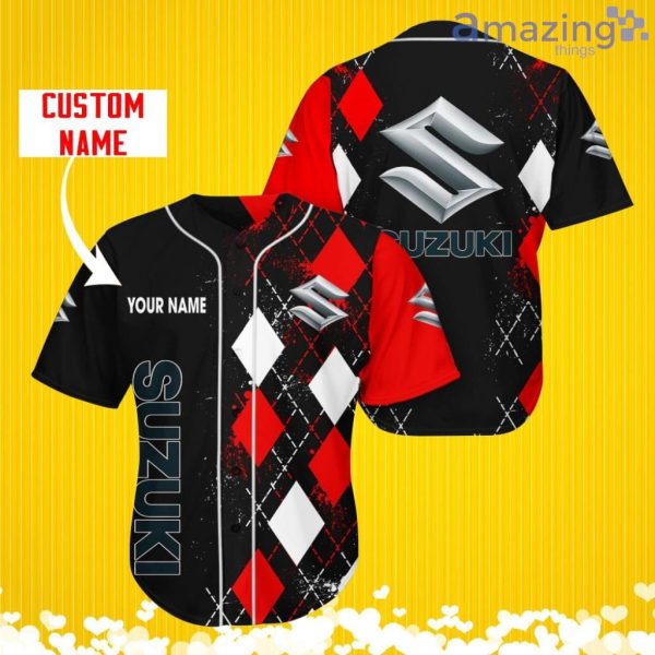 Suzuki Sports Logo Jersey Baseball Shirt Custom Name With Diamond Brush Pattern For Men And Women Product Photo 1