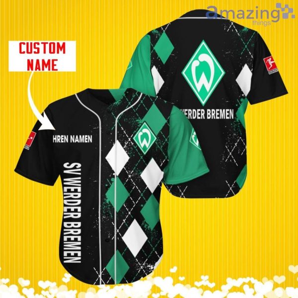 SV Werder Bremen Sports Logo Jersey Baseball Shirt Custom Name With Diamond Brush Pattern For Men And Women Product Photo 1