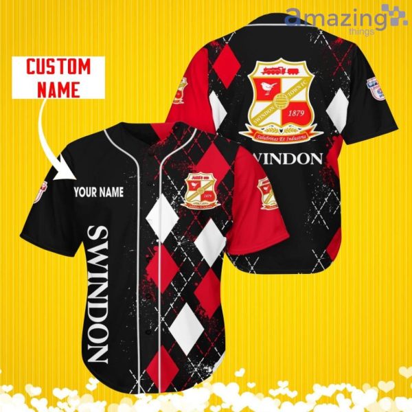 Swindon Town Sports Logo Jersey Baseball Shirt Custom Name With Diamond Brush Pattern For Men And Women Product Photo 1
