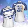 Swing Swear Repeat Golf Polo Shirt blue white