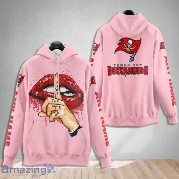 Tampa Bay Buccaneers Custom Name Shut The F Up Pink 3D Hoodie Shirt Product Photo 1