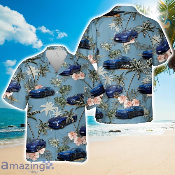 Tesla Model S Plaid Blue Hawaiian Shirt Cute Summer Gift Product Photo 1